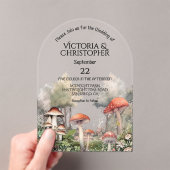 Enchanted Forest Toadstool Storybook Wedding Acryl Uitnodigingen (Insitu (Draagbaar))