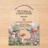 Enchanted Forest Toadstool Storybook Wedding Acryl Uitnodigingen (Voorkant)