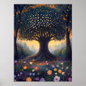 Enchanted Forest Tree in pointillistische stijl Poster (Voorkant)