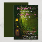 Enchanted Forest Tree Invitation Kaart (Voorkant / Achterkant)