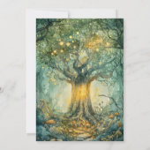 Enchanted Forest Tree Wedding Golden Kaart (Achterkant)