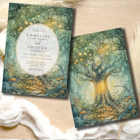 Enchanted Forest Tree Wedding Golden Kaart