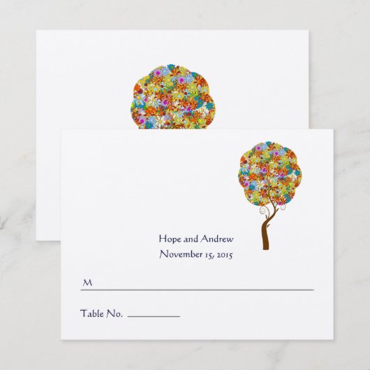 Enchanted Forest Tree Wedding Place Cards Kaart (Voorkant / Achterkant)