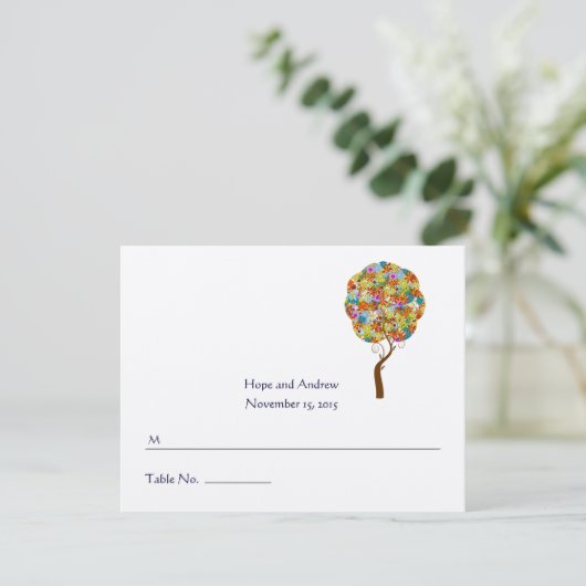 Enchanted Forest Tree Wedding Place Cards Kaart (Staand voorkant)