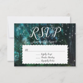 Enchanted Forest Trees Fairy Lights RSVP Response Kaart