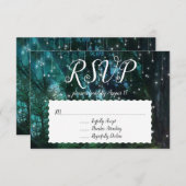Enchanted Forest Trees Fairy Lights RSVP Response Kaart (Voorkant / Achterkant)