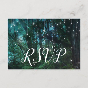 Enchanted Forest Trees Fairy Lights RSVP Response Kaart