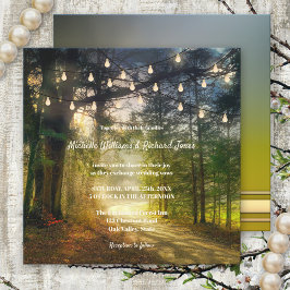 Enchanted Forest Trees String Lights Wedding Kaart