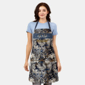 Enchanted forest uil wit grijs custom Monogram Schort (Gedragen)