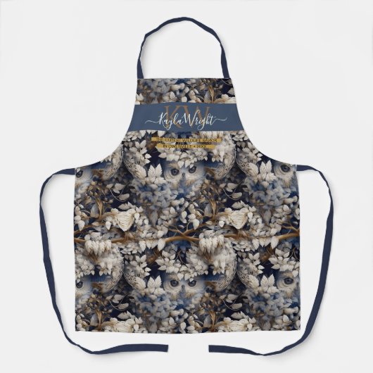 Enchanted forest uil wit grijs custom Monogram Schort (Voorkant)