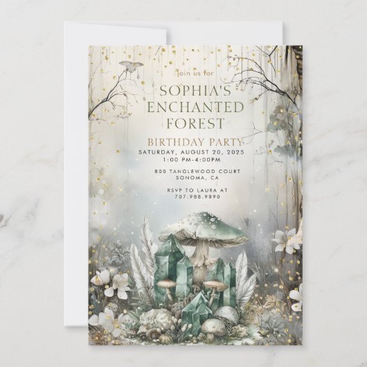 Enchanted Forest Verjaardag Magische Kristallen Kaart (Voorkant)