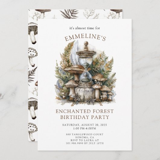 Enchanted Forest Verjaardag uitnodiging (Voorkant / Achterkant)