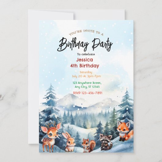 Enchanted Forest Verjaardag uitnodiging (Voorkant)