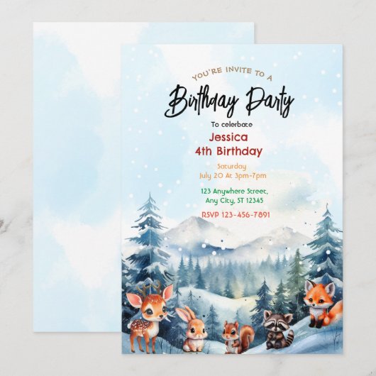 Enchanted Forest Verjaardag uitnodiging (Voorkant / Achterkant)