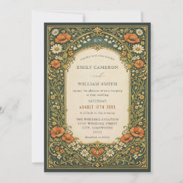 Enchanted Forest Vintage Art Nouveau Wedding Kaart