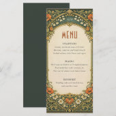 Enchanted Forest Vintage Art Nouveau Wedding Menu (Voorkant / Achterkant)