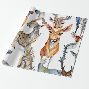 Enchanted Forest Waterverf Collage Cadeaupapier