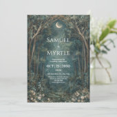 Enchanted Forest Wedding Invitation Moonlit Arch Kaart (Staand voorkant)