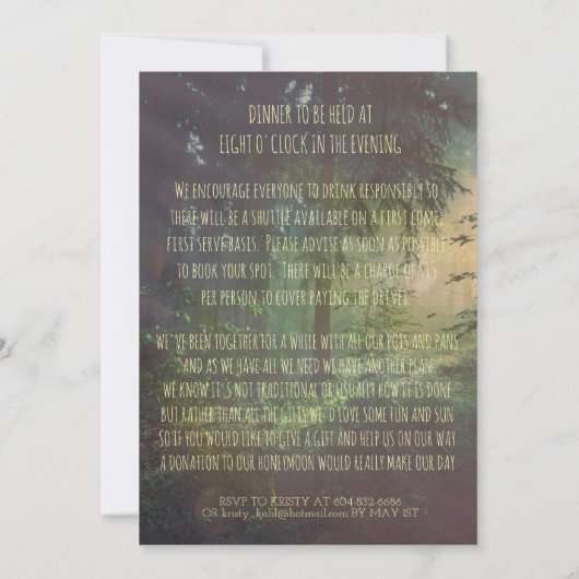 Enchanted Forest Wedding Invitation - String Light Kaart (Achterkant)