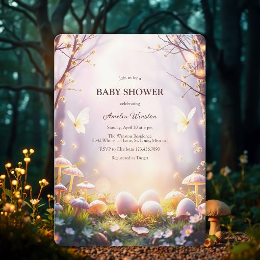Enchanted Forest Whimsical Easter Egg Baby shower Kaart