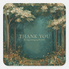 Enchanted Forest White Blossom Gold Sparkle Vierkante Sticker