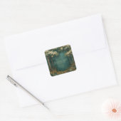 Enchanted Forest White Blossom Gold Sparkle Vierkante Sticker (Envelop)