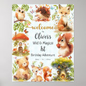 Enchanted Forest Wild One Boy Birthday Welcome Poster (Voorkant)