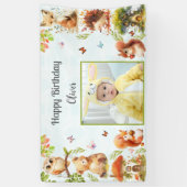 Enchanted Forest Wild One Boy Foto Verjaardagsfees Spandoek (Verticaal)