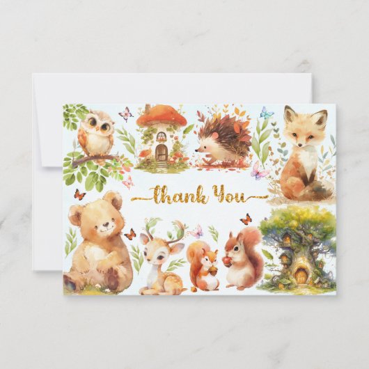 Enchanted Forest Wild One Boy Verjaardag Uitnodigi Bedankkaart (Voorkant)