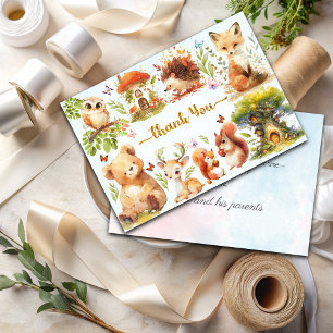 Enchanted Forest Wild One Boy Verjaardag Uitnodigi Bedankkaart