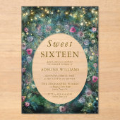 Enchanted Forest Wild Roses Woodland Sweet 16 Acryl Uitnodigingen (Voorkant)