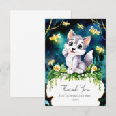 Enchanted Forest Wolf Baby shower Bedankkaart (Voorkant / Achterkant)