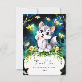 Enchanted Forest Wolf Baby shower Bedankkaart