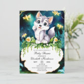 Enchanted Forest Wolf Baby shower Kaart (Staand voorkant)