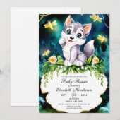Enchanted Forest Wolf Baby shower Kaart (Voorkant / Achterkant)