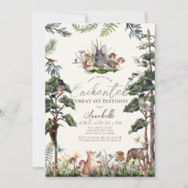 Enchanted Forest Woodland Animals Cream Verjaardag Kaart