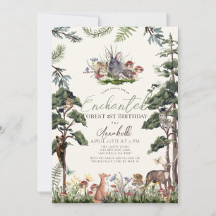 Enchanted Forest Woodland Animals Cream Verjaardag Kaart