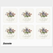 Enchanted Forest Woodland Animals Cream Verjaardag Vierkante Sticker (Vel)