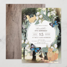 Enchanted Forest Woodland Animals Girl Verjaardag Kaart