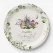 Enchanted Forest Woodland Animals Verjaardagscrème Papieren Bordje (Voorkant)