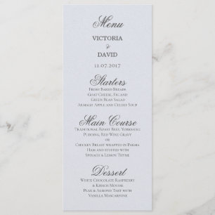 Enchanted Forest Woodland Blue Wedding Menu Kaart