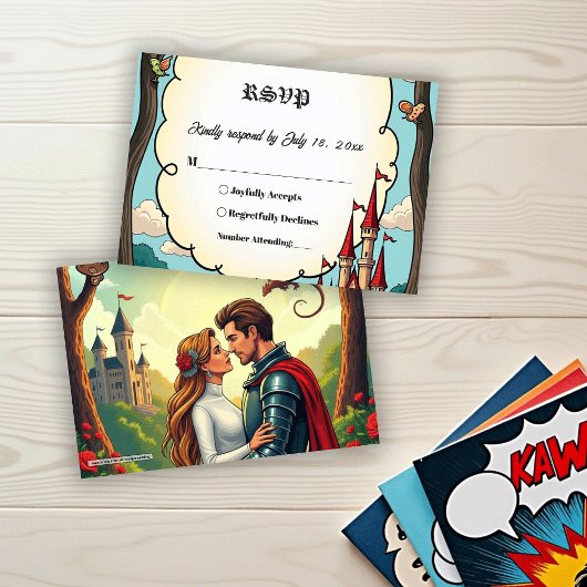 Enchanted Forest Woodland Castle Fairytale Wedding RSVP Kaartje