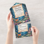 Enchanted Forest Woodland Castle Sprookjeshuwelijk All In One Uitnodiging (Afscheurbaar)