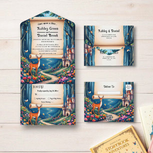 Enchanted Forest Woodland Castle Sprookjeshuwelijk All In One Uitnodiging