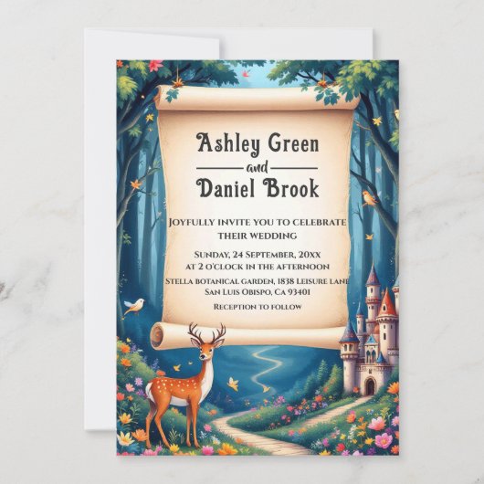 Enchanted Forest Woodland Castle Sprookjeshuwelijk Kaart (Voorkant)