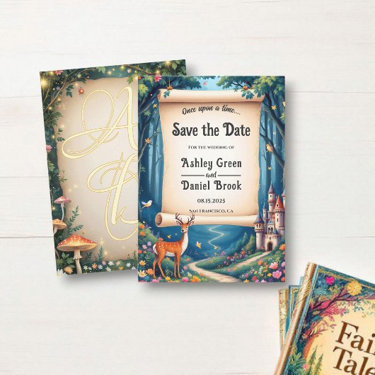 Enchanted Forest Woodland Castle Sprookjeshuwelijk Save The Date