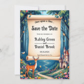 Enchanted Forest Woodland Castle Sprookjeshuwelijk Save The Date (Voorkant)