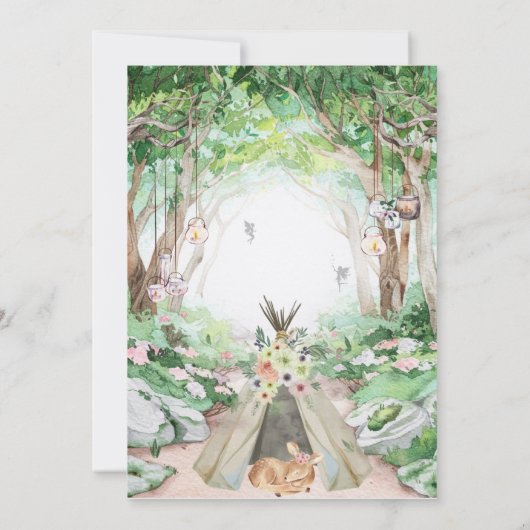Enchanted Forest Woodland Fairy Invitation Kaart (Achterkant)