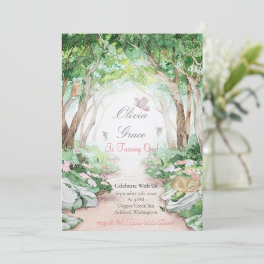 Enchanted Forest Woodland Fairy Invitation Kaart (Staand voorkant)