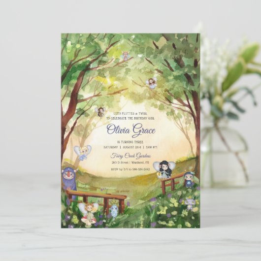 Enchanted Forest Woodland Fairy Party Kaart (Staand voorkant)